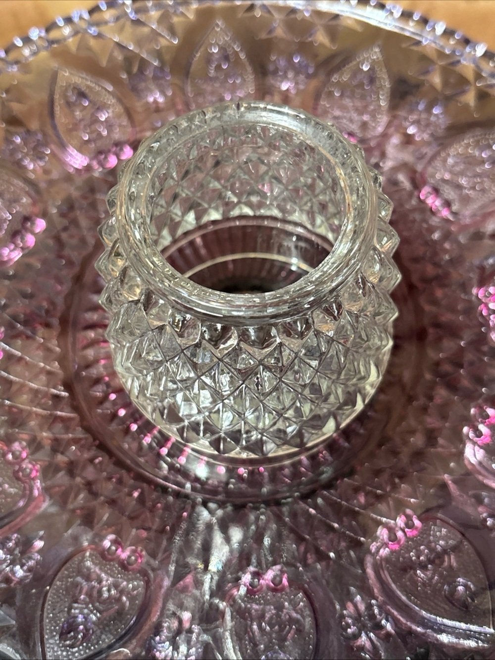 Indiana Glass Clear Diamond Point Fairy Lamp Shade Top Only - Picture 2 of 3